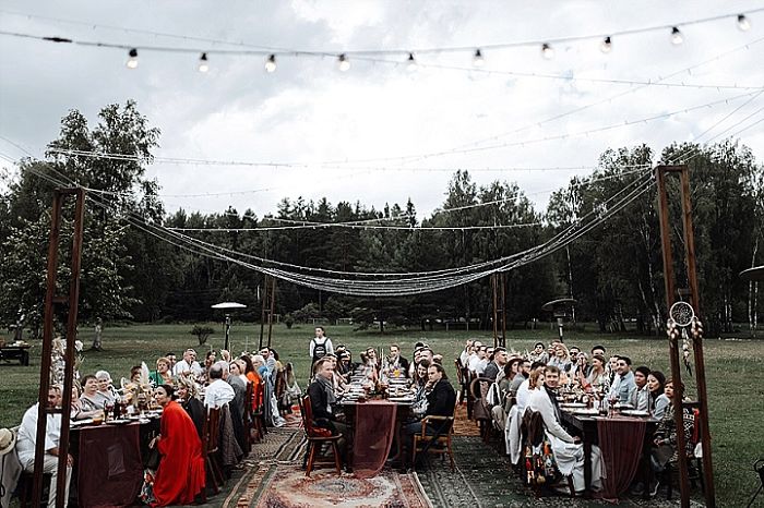 Boho Wedding in Russia Surrounded by Feathers and Pampas Grass - Perfect Venue