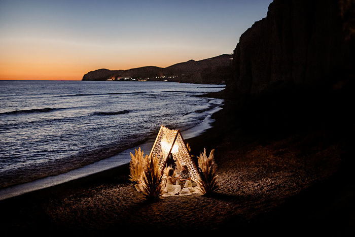 Boho Beach Wedding with a Dress Made from Pampas Grass - Perfect Venue