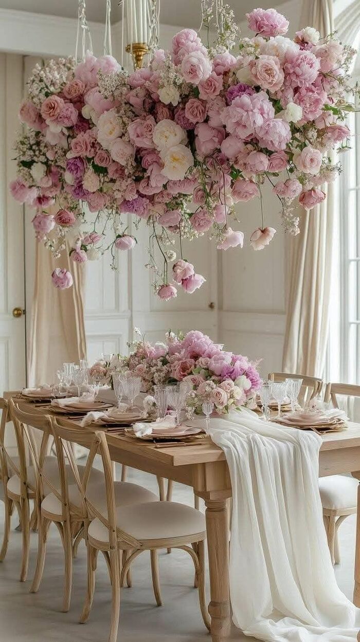 Декор потолка цветами / Фото через Pinterest Декор потолка цветами / Фото через Pinterest